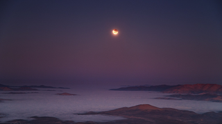 Beautiful view of the lunar eclipse over the Pacific coast